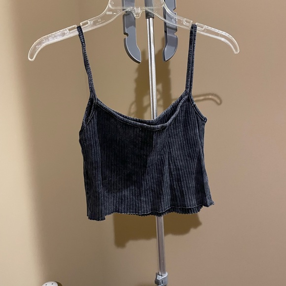 Black distressed color crop top from June. Size large but fits like a medium. - Picture 2 of 3